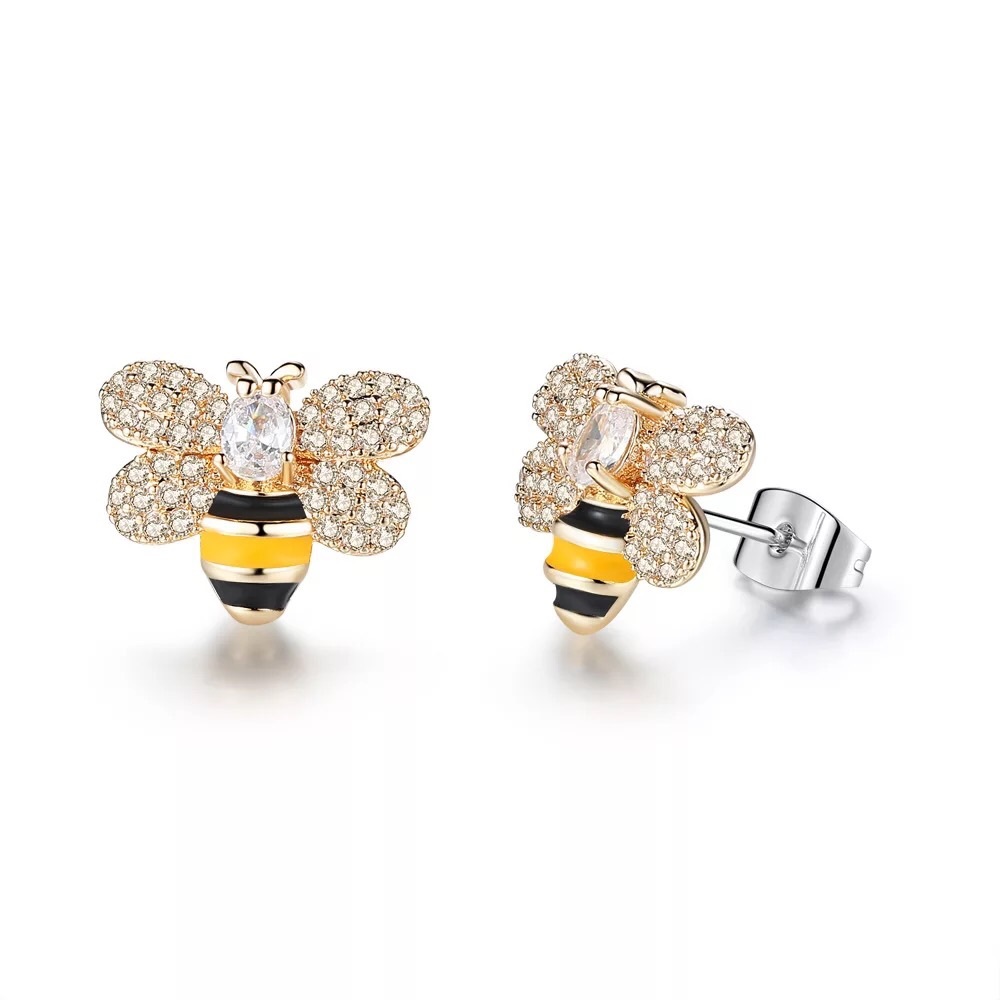 Women’s HoneyBee Diamond Gold Earrings🐝